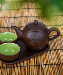 Bộ ấm chén tử sa Nhị Ẩm dáng cao (Nâu sẫm) - Tiệm gốm Bát Tràng