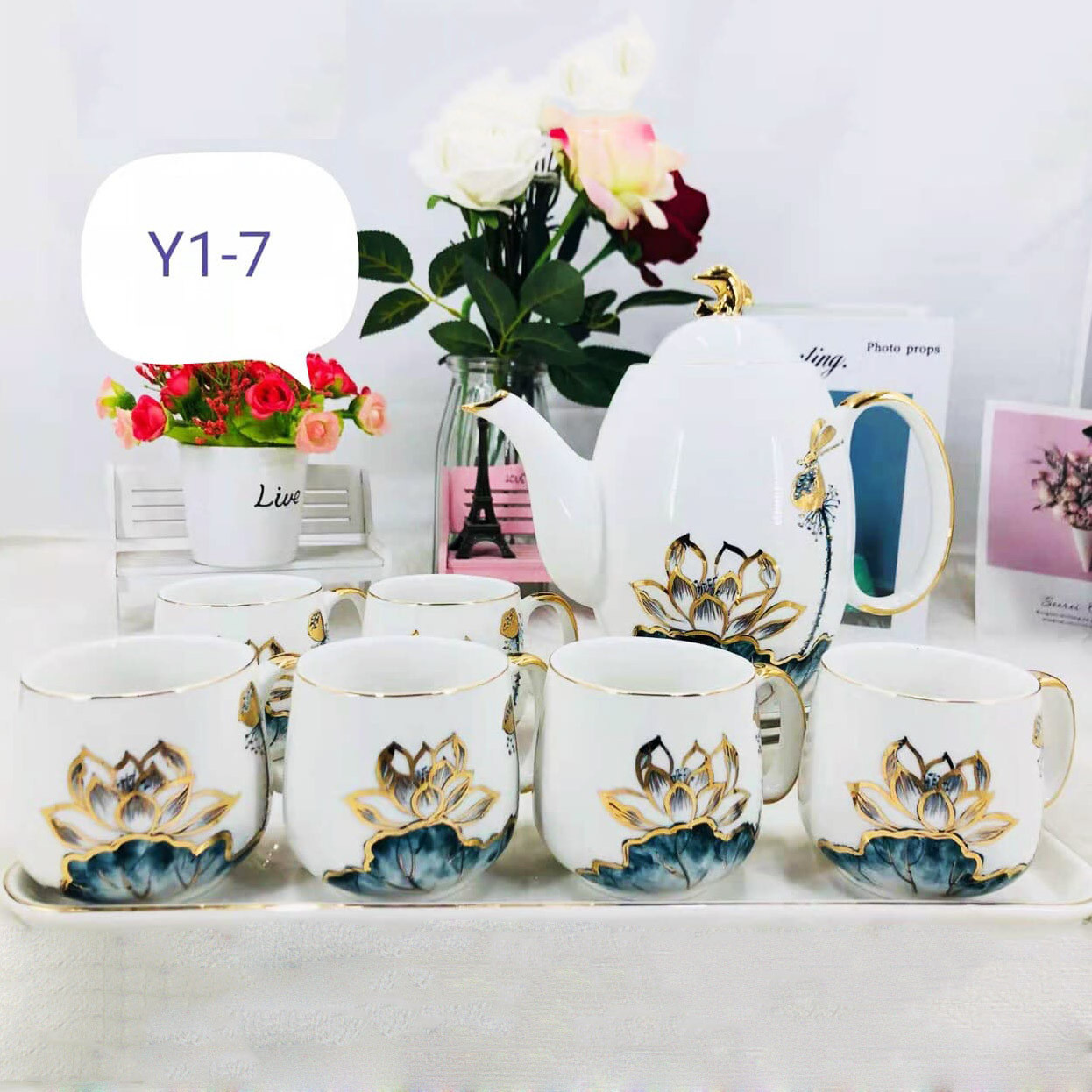 Bộ ấm chén gốm sứ Bát Tràng - Tiệm Gốm Bát Tràng - 6