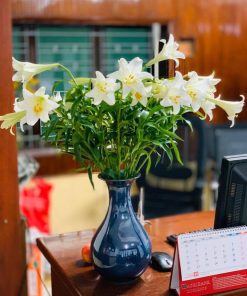 Lọ hoa dáng tỳ bà sứ tráng men - Tiệm gốm Bát Tràng_1