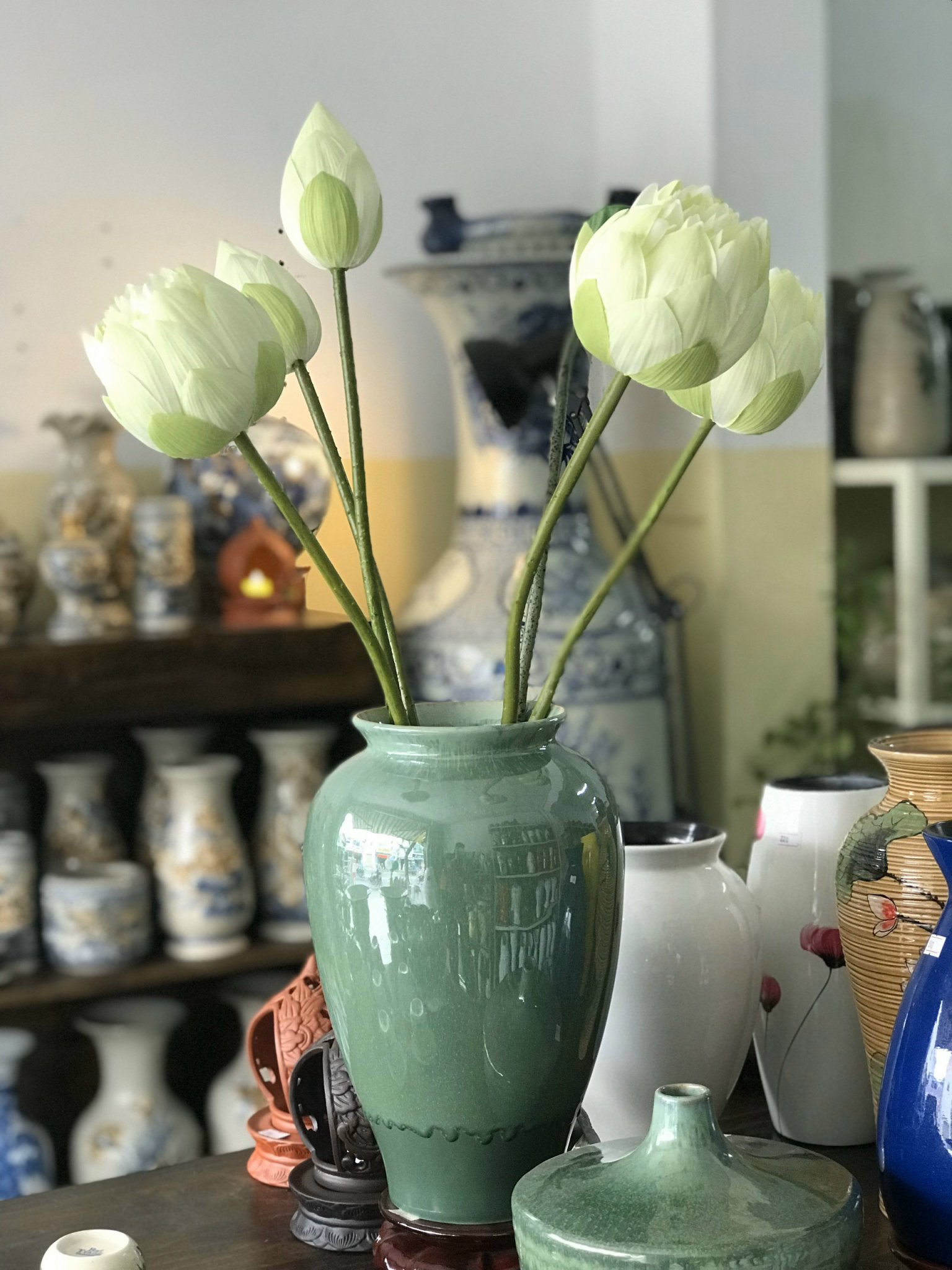 Lọ hoa dáng vò cao - Lọ hoa Bát Tràng - Tiệm gốm Bát Tràng_2