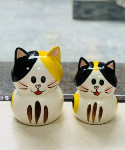 Mèo Neko tai vàng đen 2 cỡ - Heo đất tiết kiệm - Tiệm gốm Bát Tràng
