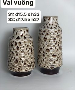 Bình hoa gốm sứ vai vuông