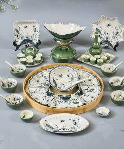 Bộ bát đĩa mặt trời sen chuồn xđ kèm phụ kiện