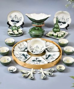 Bộ bát đĩa mặt trời sen gại xđ kèm phụ kiện