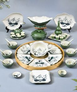 Bộ bát đĩa mặt trời sen gại xđ kèm phụ kiện