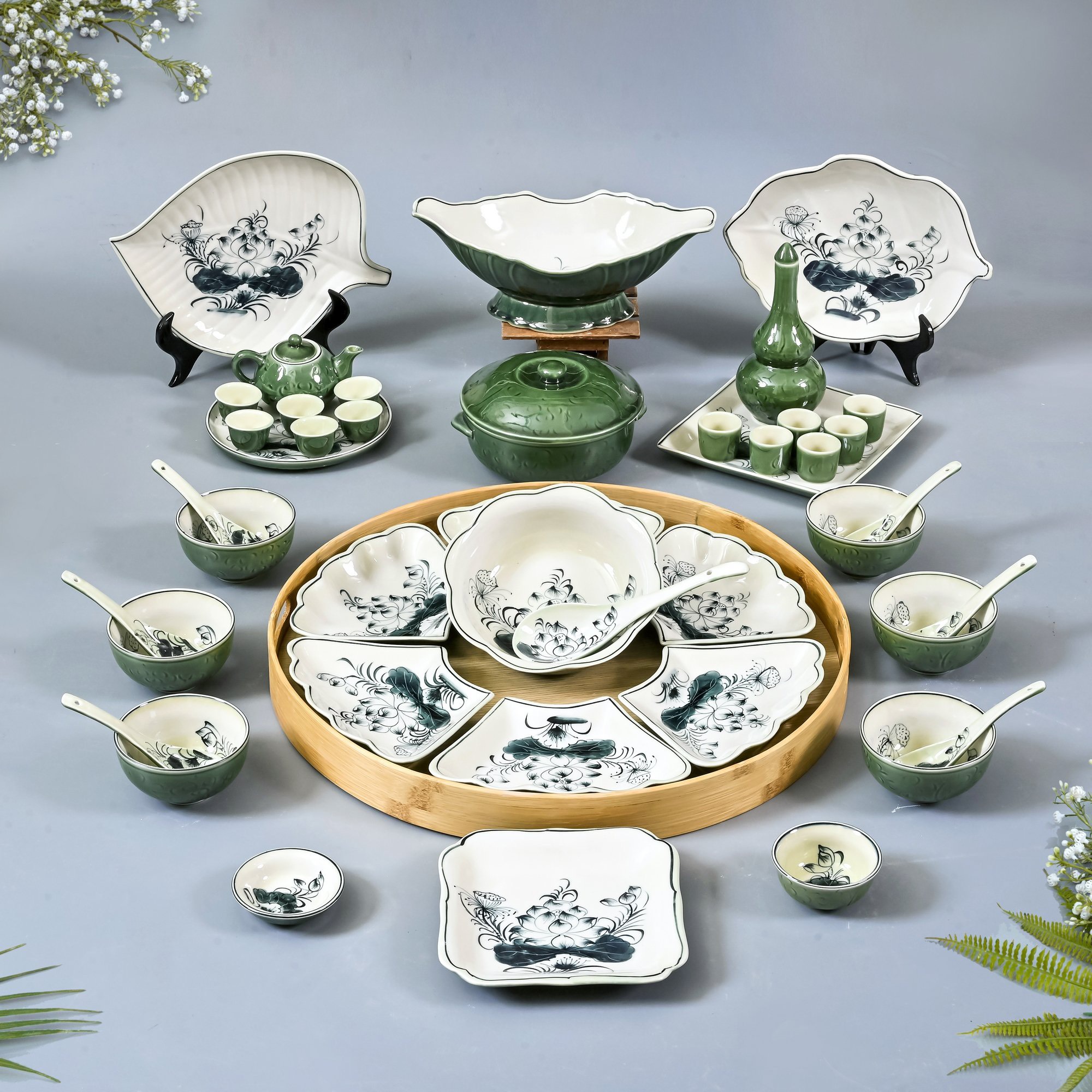 Bộ bát đĩa mặt trời sen gại xđ kèm phụ kiện Bộ bát đĩa mặt trời sen gại xđ kèm phụ kiện