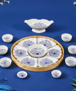 Bộ bát đĩa mặt trời móc câu xanh kèm phụ kiện