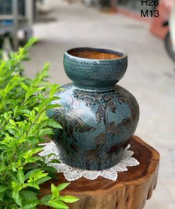 Bình hoa gốm Giỏ cua miệng tròn