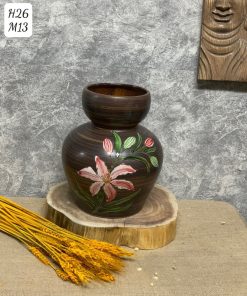 Bình hoa gốm Giỏ cua miệng tròn