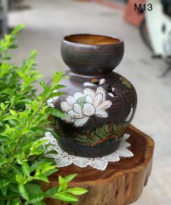 Bình hoa gốm Giỏ cua miệng tròn
