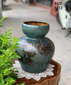Bình hoa gốm Giỏ cua miệng tròn
